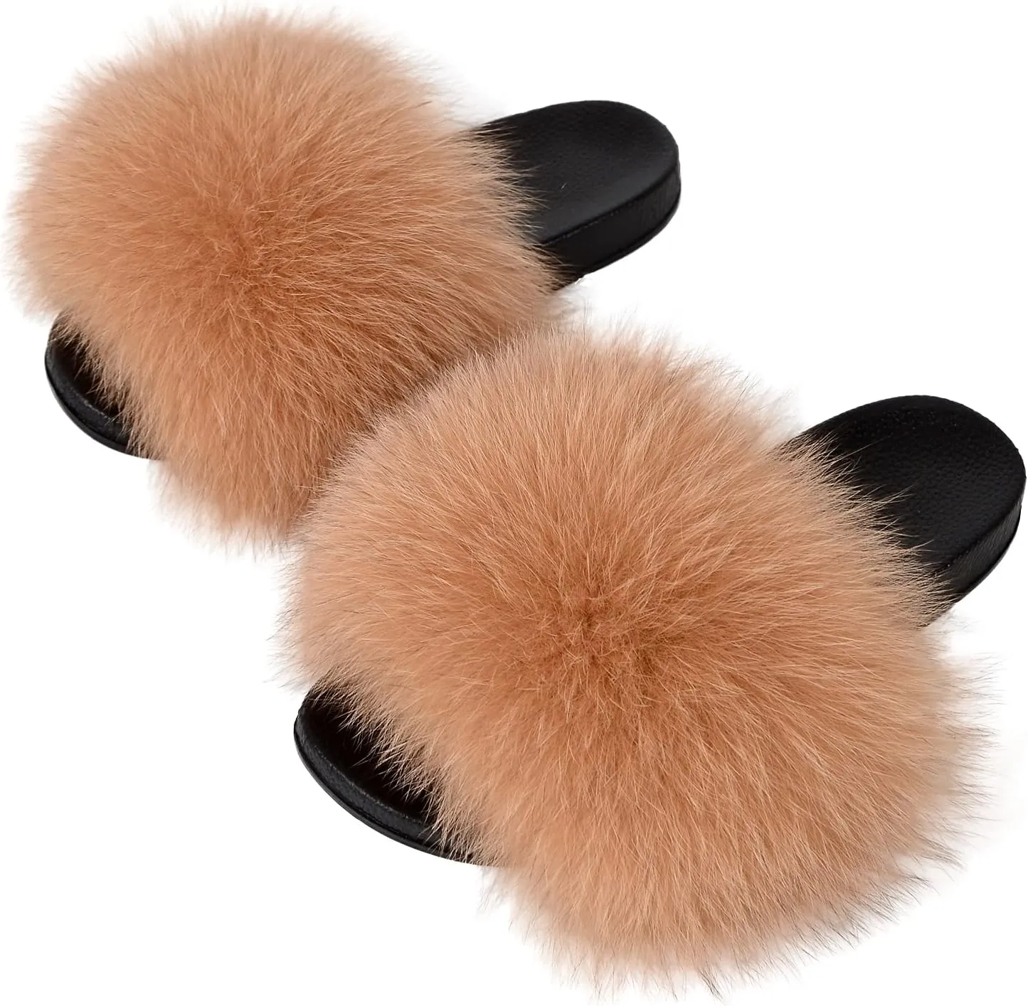 FOLOBE Women Fuzzy Slides Fur Feather Sandals Fur Slips Fur Slippers Fluffy Slides Outdoor House Slides Shoes Fuzzy Slippers Fluffy Sandals slip on fur slippers
