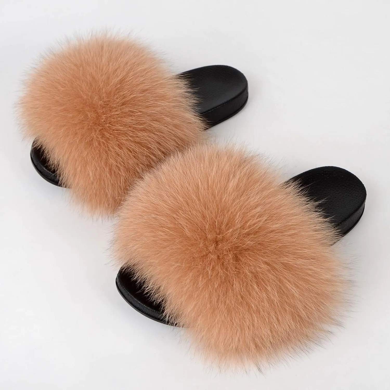 FOLOBE Women Fuzzy Slides Fur Feather Sandals Fur Slips Fur Slippers Fluffy Slides Outdoor House Slides Shoes Fuzzy Slippers Fluffy Sandals slip on fur slippers