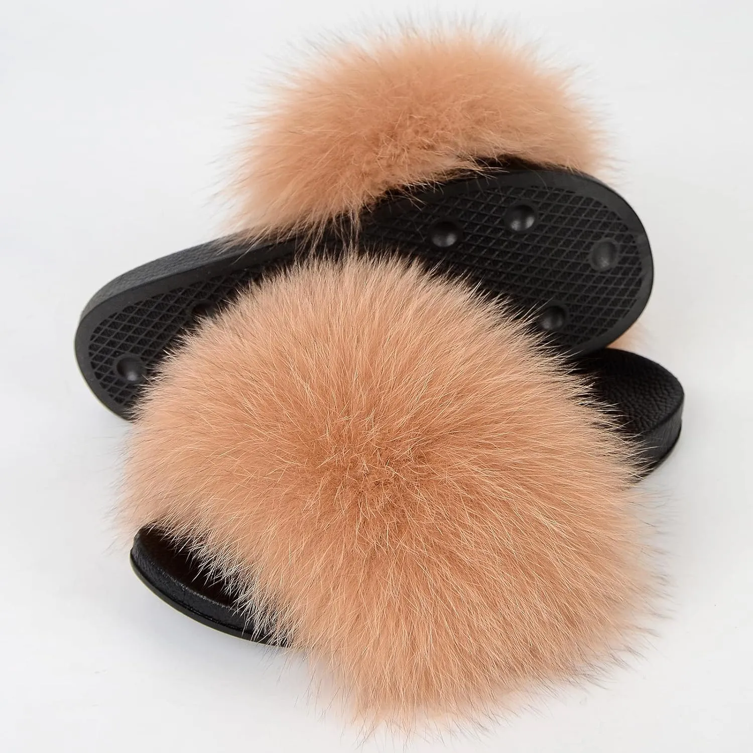 FOLOBE Women Fuzzy Slides Fur Feather Sandals Fur Slips Fur Slippers Fluffy Slides Outdoor House Slides Shoes Fuzzy Slippers Fluffy Sandals slip on fur slippers
