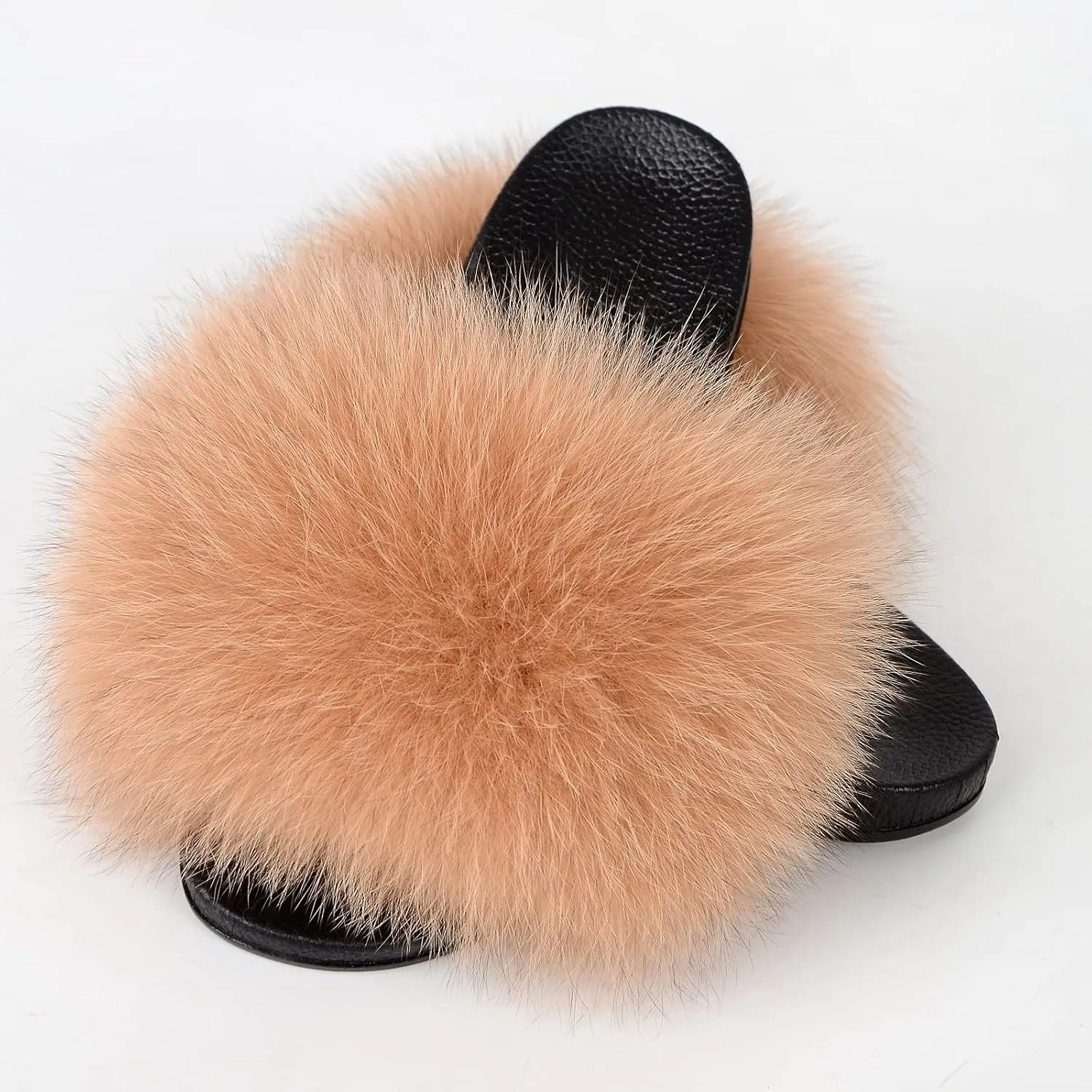 FOLOBE Women Fuzzy Slides Fur Feather Sandals Fur Slips Fur Slippers Fluffy Slides Outdoor House Slides Shoes Fuzzy Slippers Fluffy Sandals slip on fur slippers