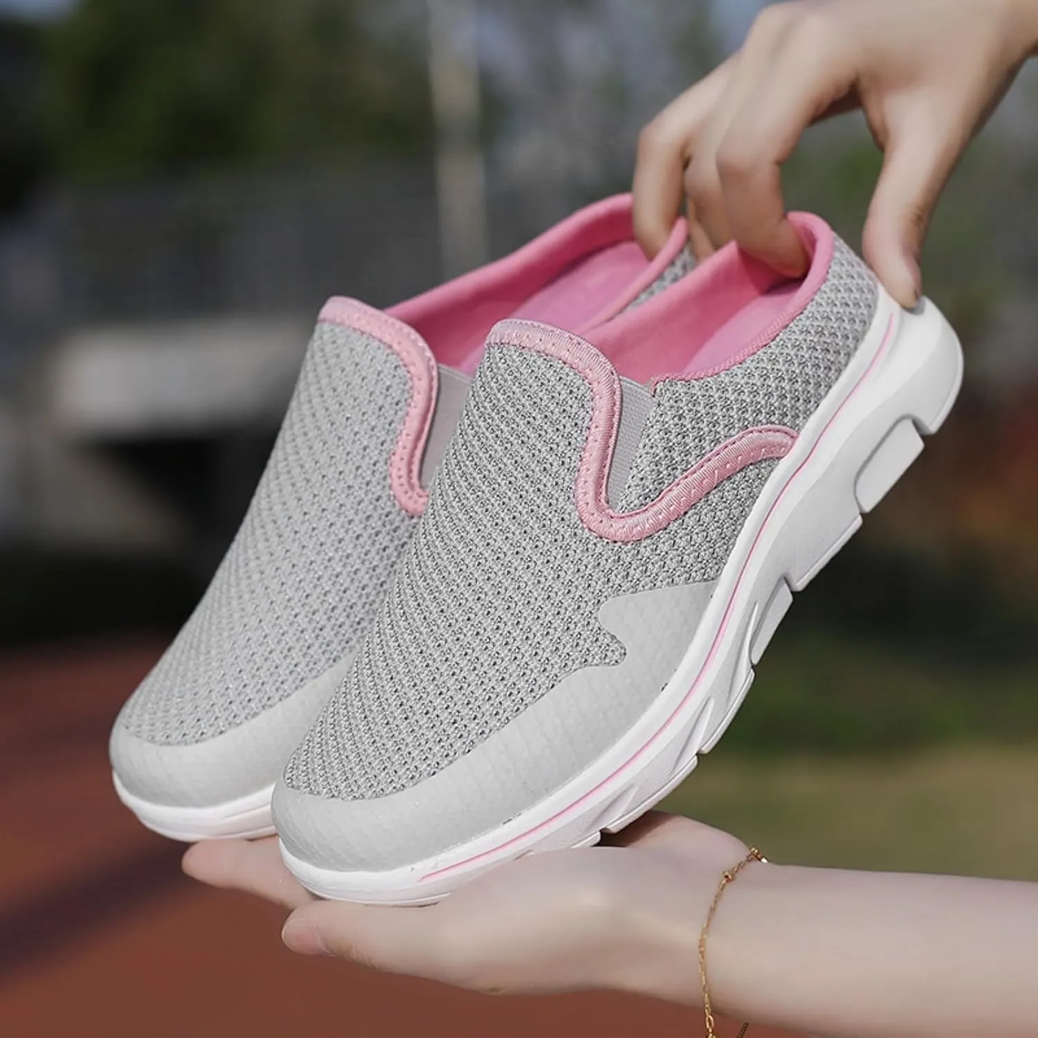 FUNCOS Women's Open Back Slip-On House Slippers, Summer Lightweight Indoor/Outdoor Slippers