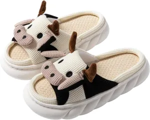 Gaolinci Cartoon Animal Shape Slippers, Womens Four Seasons Home Linen Slippers