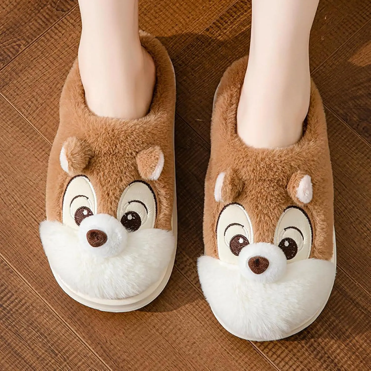 Gaolinci Cartoon Giraffe Cotton Slippers, Winter Indoor Outdoor Slippers for Women