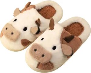 Gaolinci Cartoon Giraffe Cotton Slippers, Winter Indoor Outdoor Slippers for Women
