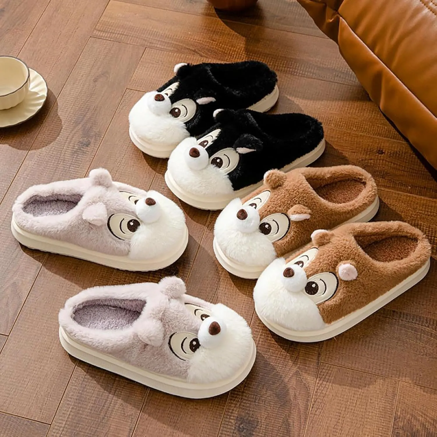 Gaolinci Cartoon Giraffe Cotton Slippers, Winter Indoor Outdoor Slippers for Women