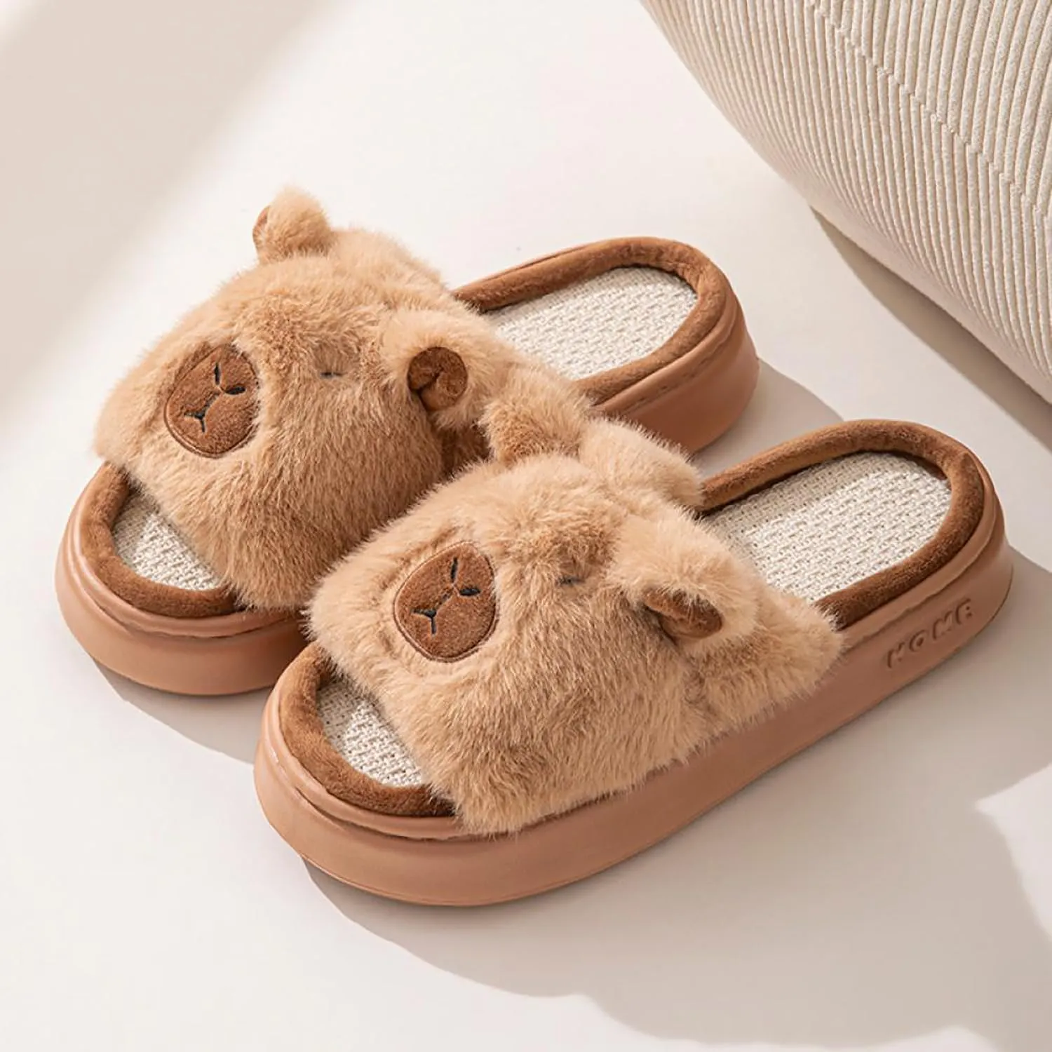 Gaolinci Cartoon Giraffe Cotton Slippers, Winter Indoor Outdoor Slippers for Women