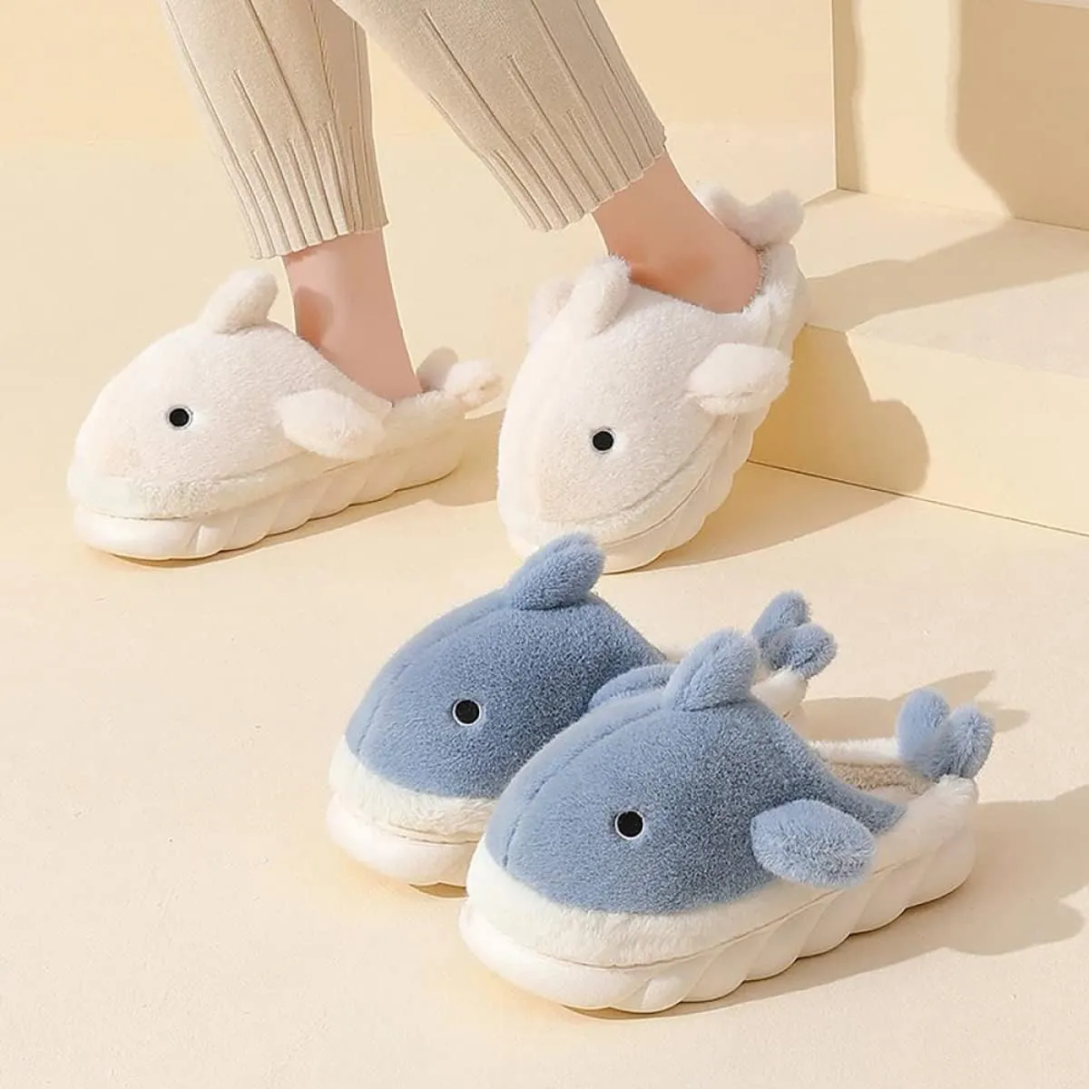 Gaolinci Cartoon Giraffe Cotton Slippers, Winter Indoor Outdoor Slippers for Women