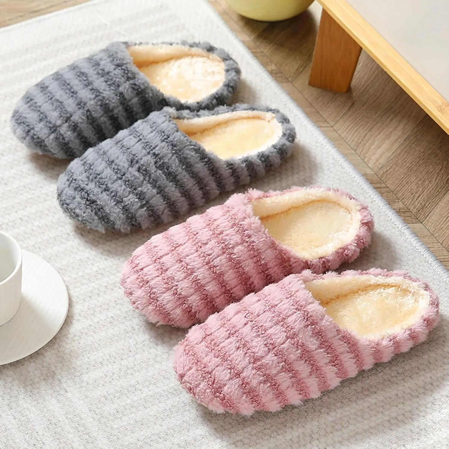 Gibobby Christmas Memory Foam Slippers for Men - Winter Warm Comfy Fleece Slip-on House Slippers