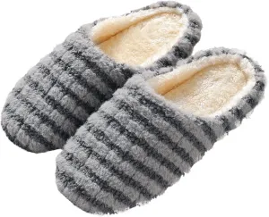 Gibobby Christmas Memory Foam Slippers for Men - Winter Warm Comfy Fleece Slip-on House Slippers