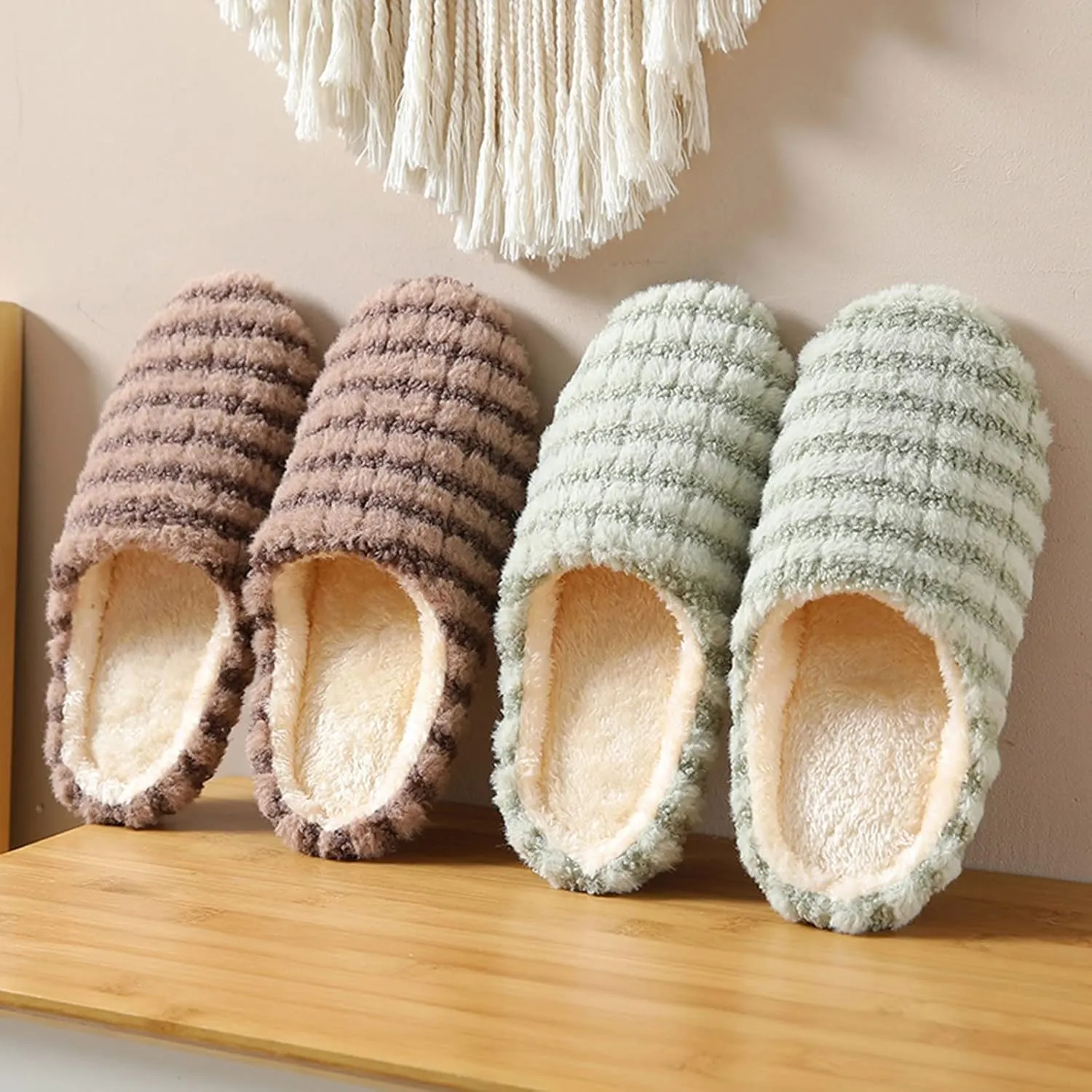 Gibobby Christmas Memory Foam Slippers for Men - Winter Warm Comfy Fleece Slip-on House Slippers