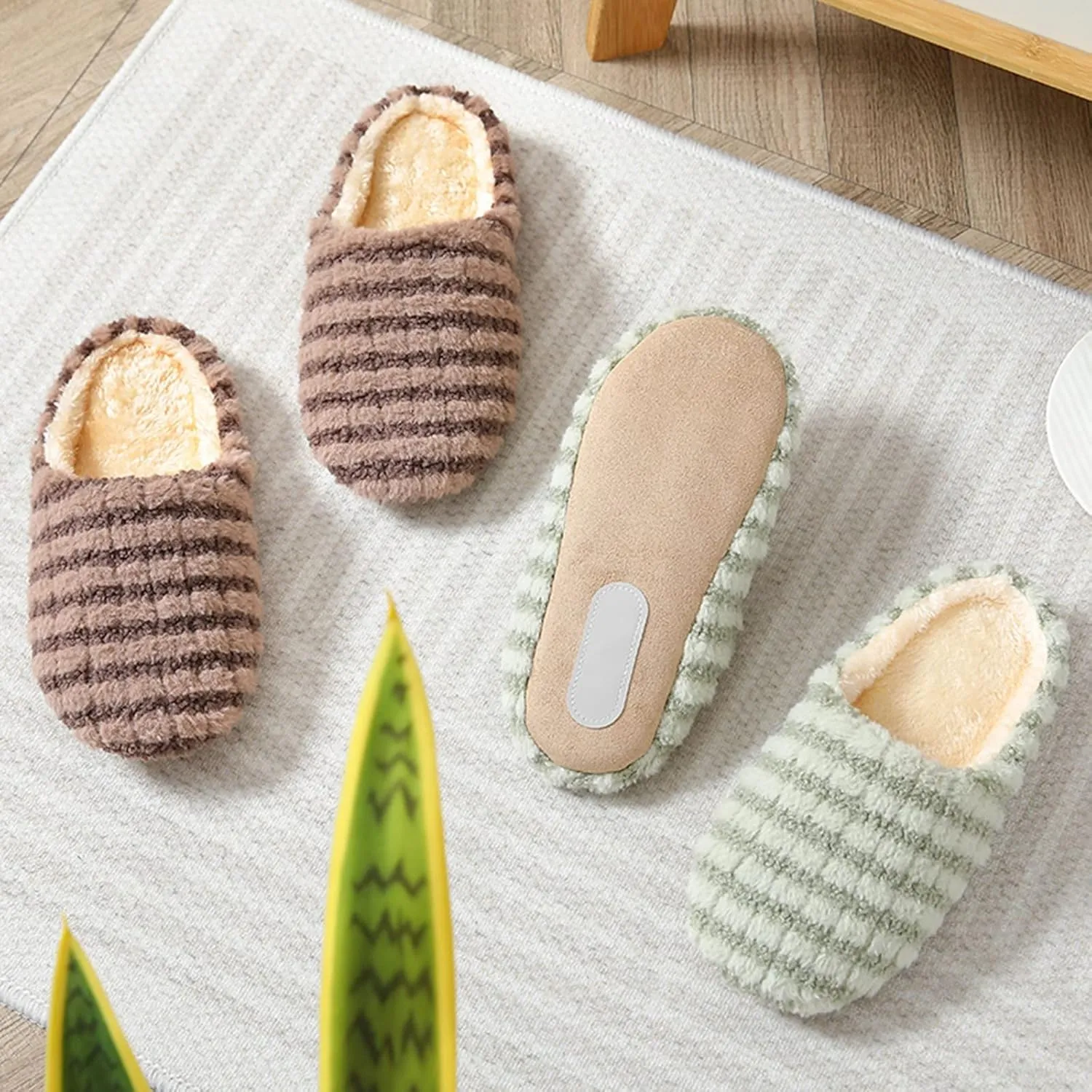 Gibobby Christmas Memory Foam Slippers for Men - Winter Warm Comfy Fleece Slip-on House Slippers