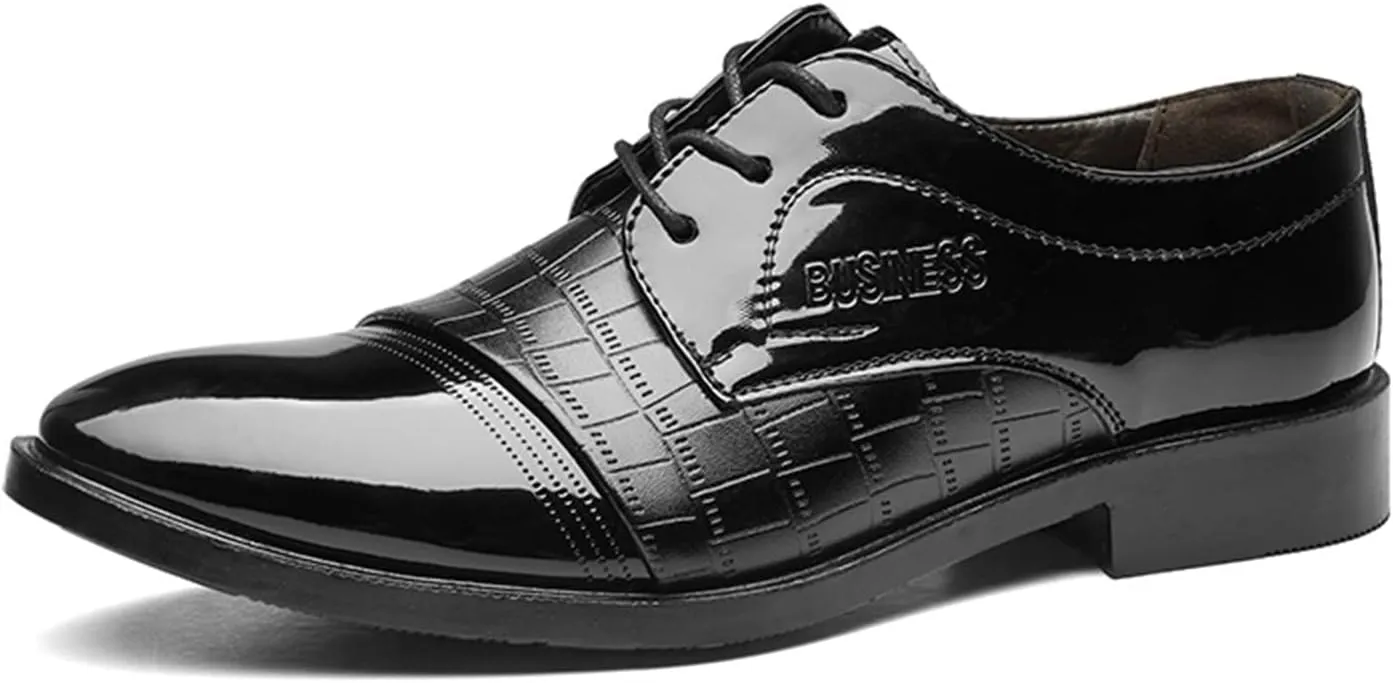 HINDOLA Men's Dress Shoes Leather Mens Oxfords Business Wingtip Formal Oxford Retro Derby Dress Shoes for Men