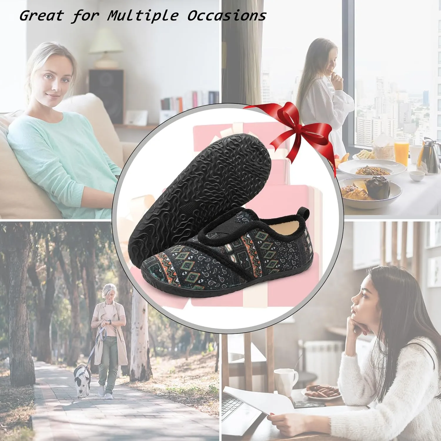JIASUQI Womens Slippers Fuzzy Slip-on House Shoes Indoor Outdoor Slippers for Women