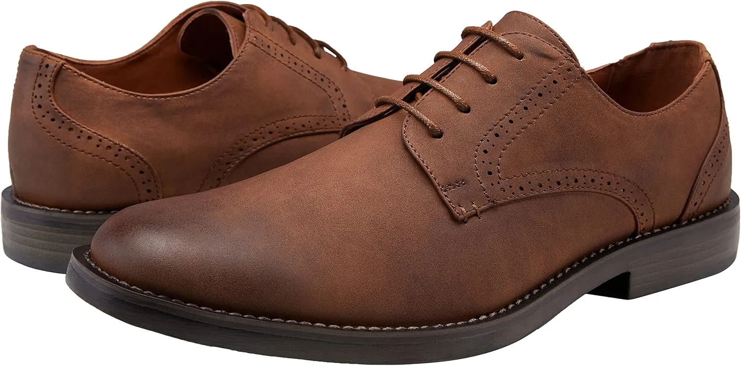 Jousen Mens Dress Shoes Retro Plain Toe Business Casual Oxfords Dress Shoes for Men