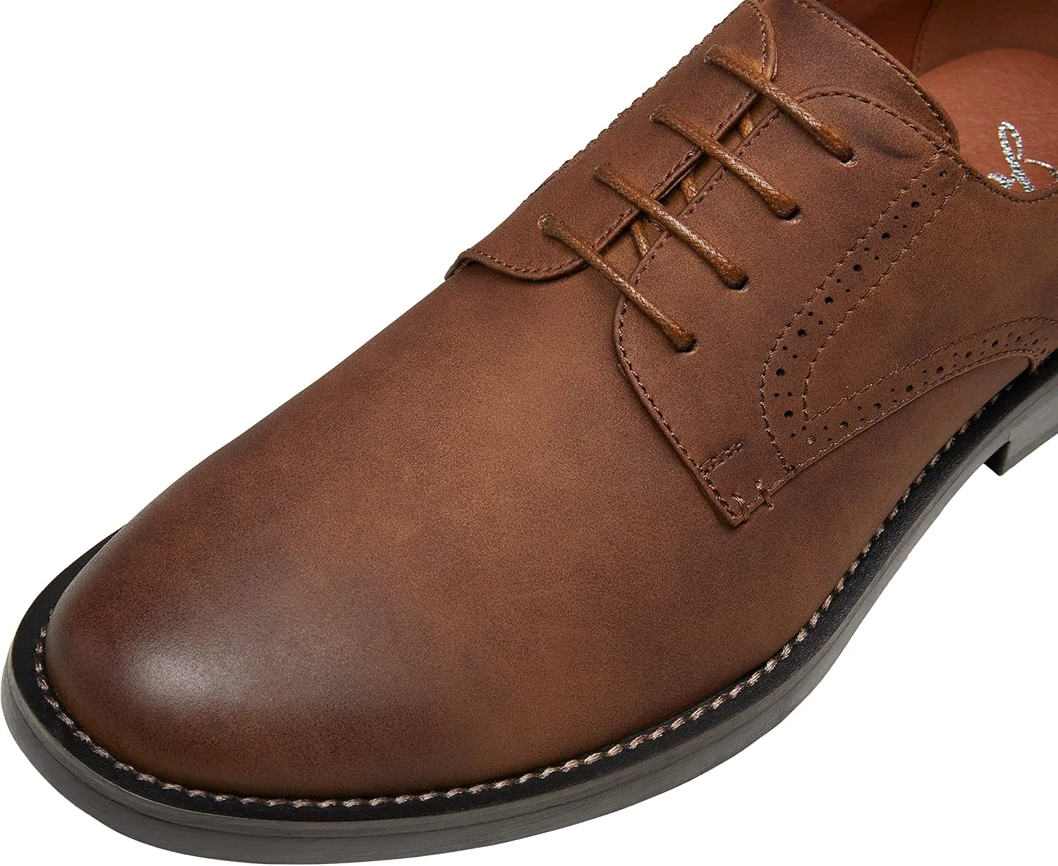 Jousen Mens Dress Shoes Retro Plain Toe Business Casual Oxfords Dress Shoes for Men