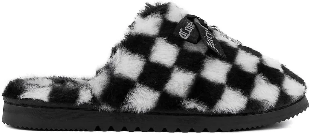 Juicy Couture Women's Faux Fur Slippers – Fuzzy Closed-Toe, Fluffy Winter House Shoes, Comfortable Slip-Ons