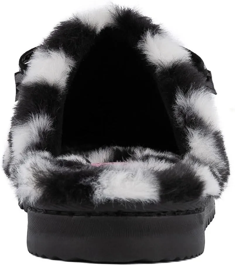 Juicy Couture Women's Faux Fur Slippers – Fuzzy Closed-Toe, Fluffy Winter House Shoes, Comfortable Slip-Ons