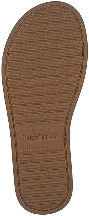 Juicy Couture Women's Plush Faux Fur Slippers – Cozy Open-Toe Slides, Soft Indoor/Outdoor House Shoes