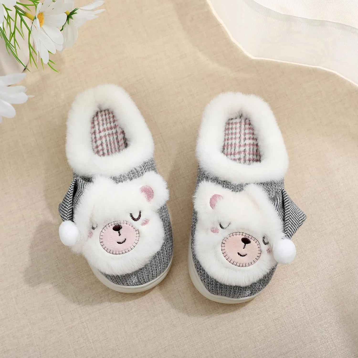 Kids Family Cute Cat Household Anti-Slip Indoor Home Slippers for Girls and Boys
