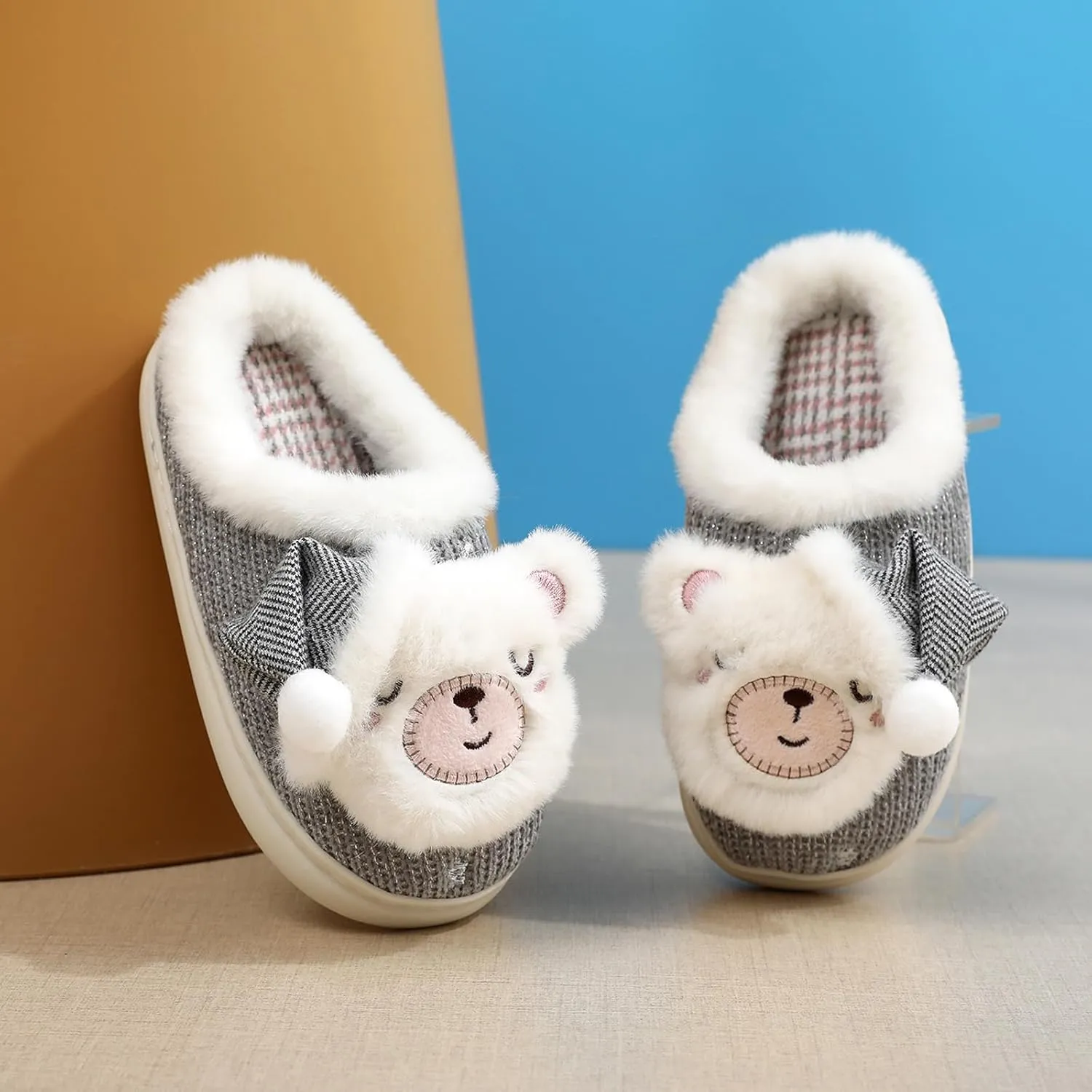 Kids Family Cute Cat Household Anti-Slip Indoor Home Slippers for Girls and Boys
