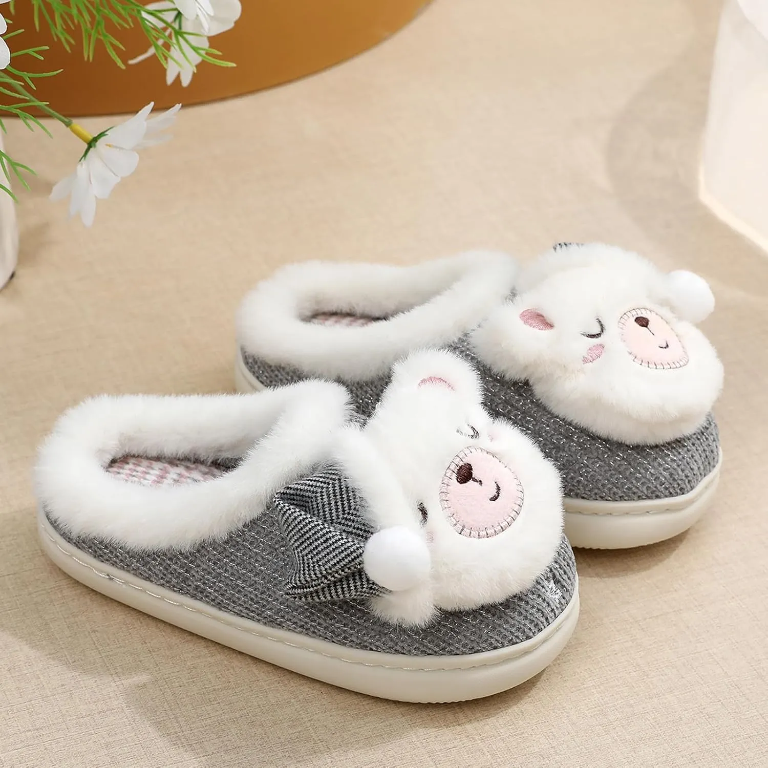Kids Family Cute Cat Household Anti-Slip Indoor Home Slippers for Girls and Boys