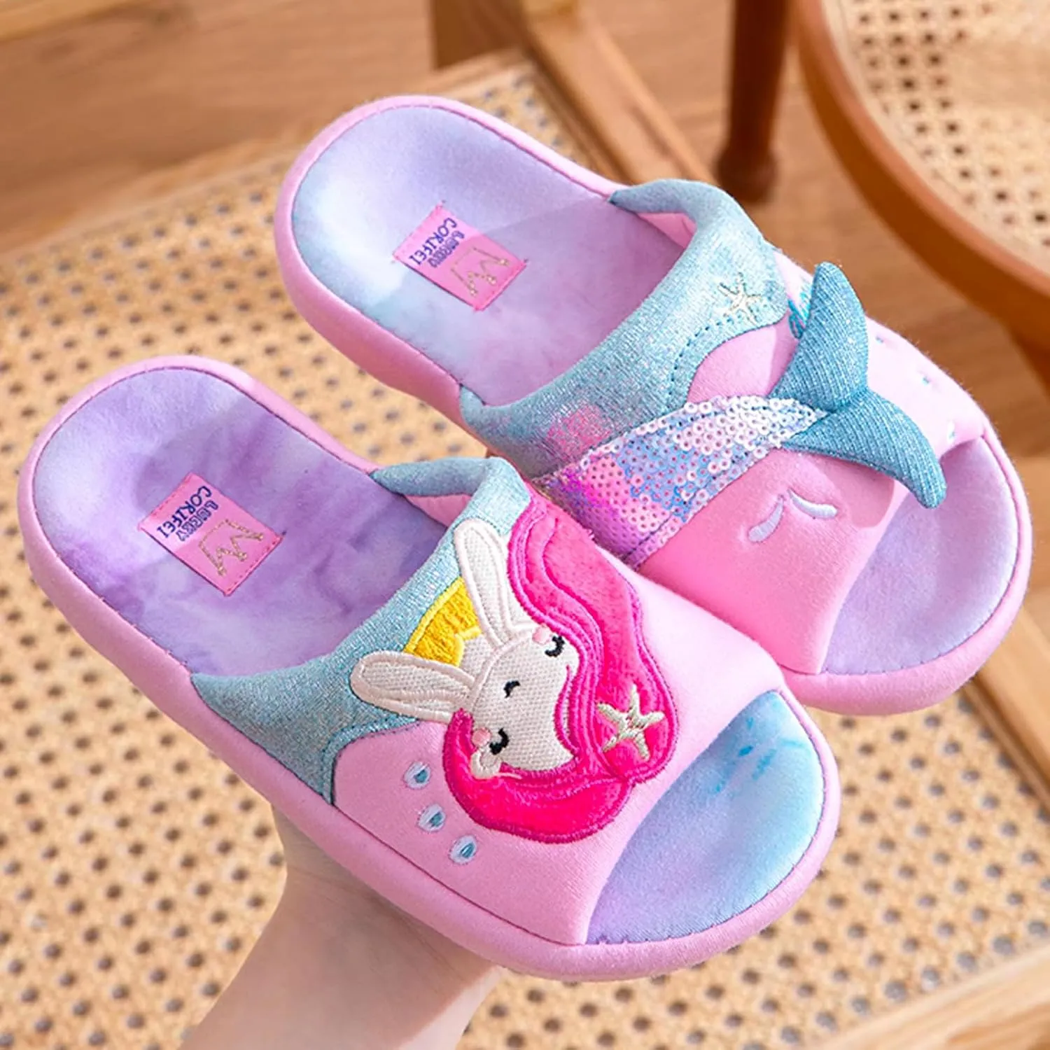 Kids Family Unicorn Slippers Household Anti-Slip Indoor Home Slippers for Girls and Boys