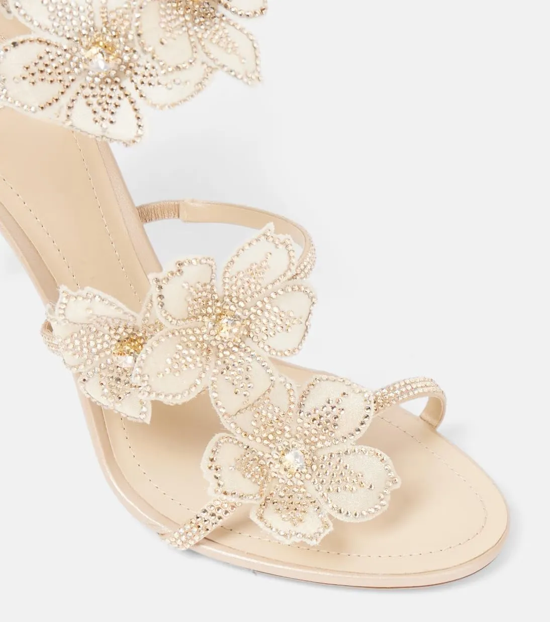 Kitten Heel Sandals for Women  Strappy Open Toe Heels with Spiral Ankle Wrap Stiletto and Floral Heels for Wedding, Party, Evening