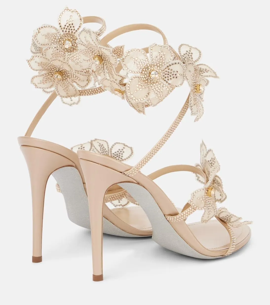 Kitten Heel Sandals for Women  Strappy Open Toe Heels with Spiral Ankle Wrap Stiletto and Floral Heels for Wedding, Party, Evening