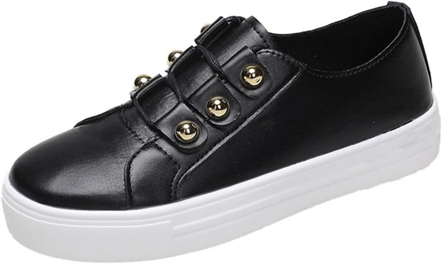 Lausiuoe Shoes For Women Dressy Casual Platform Leather Sneakers Low Cut Fashion Comfortable Walking Slip On Flat Loafers