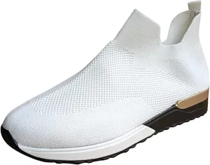 Lausiuoe Sneakers For Women Slip On Arch Support Walking Shoes Non Slip Fashion Casual Comfort Gym Sports Running Shoes