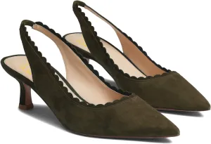 LEHOOR Women Kitten Heel Slingback Pumps Shoes Pointed Closed Toe Elastic Ankle Strap Suede Dress Sandals 2.5" Heels Classic Office Work Pump Dressy Elegant Wedding Evening Shoes Comfort 4-11 M US