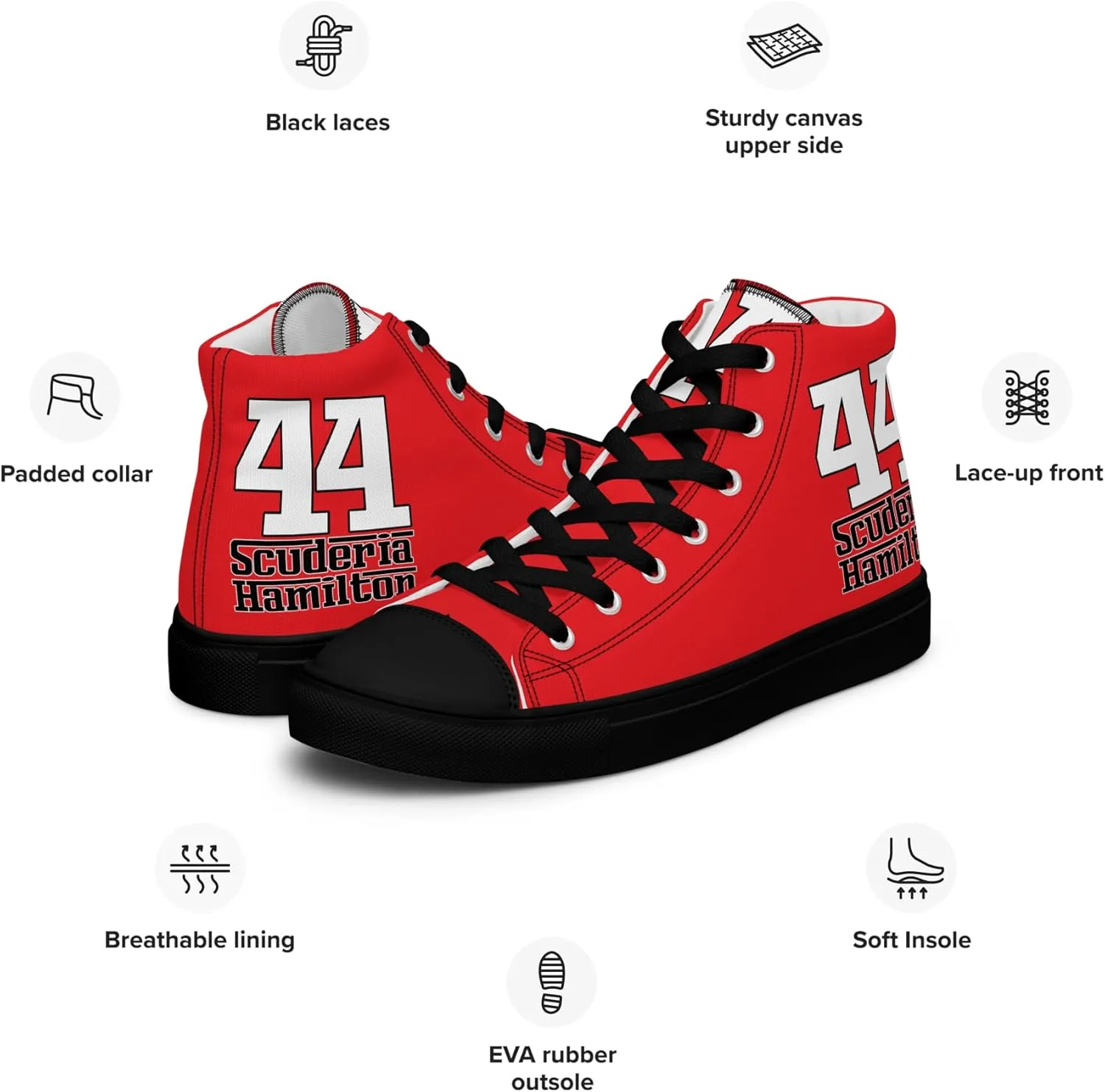 Lewis Hamilton Scuderia 44 Racing Men's High-Top Sneakers
