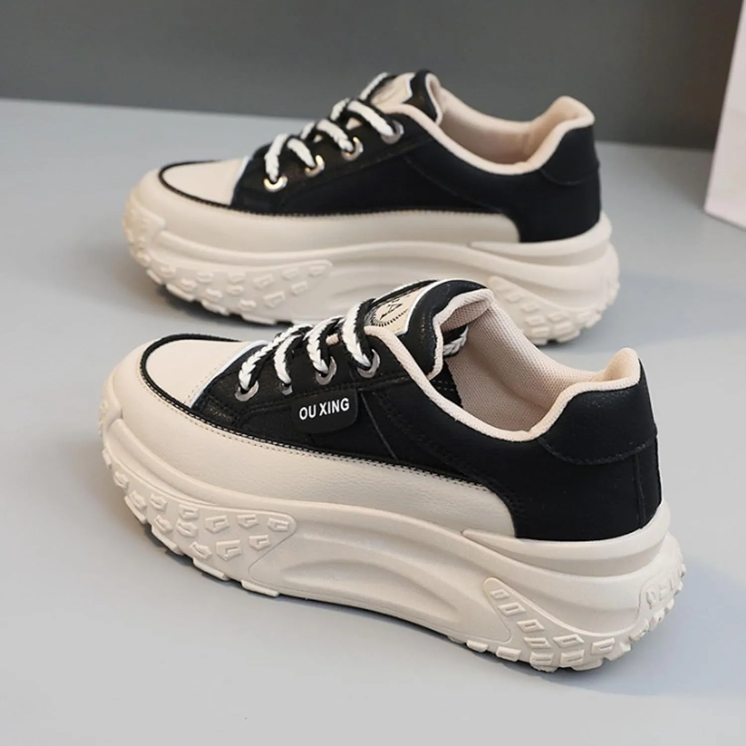 Low-Top Slip Ons Sneakers Canvas Women Platform,Casual Platform Sneakers Women, Womens Arch Support Walking Sneakers,Fashion Chunky Sneakers for Women,Trendy Lace Up Wide Width Tennis Shoes