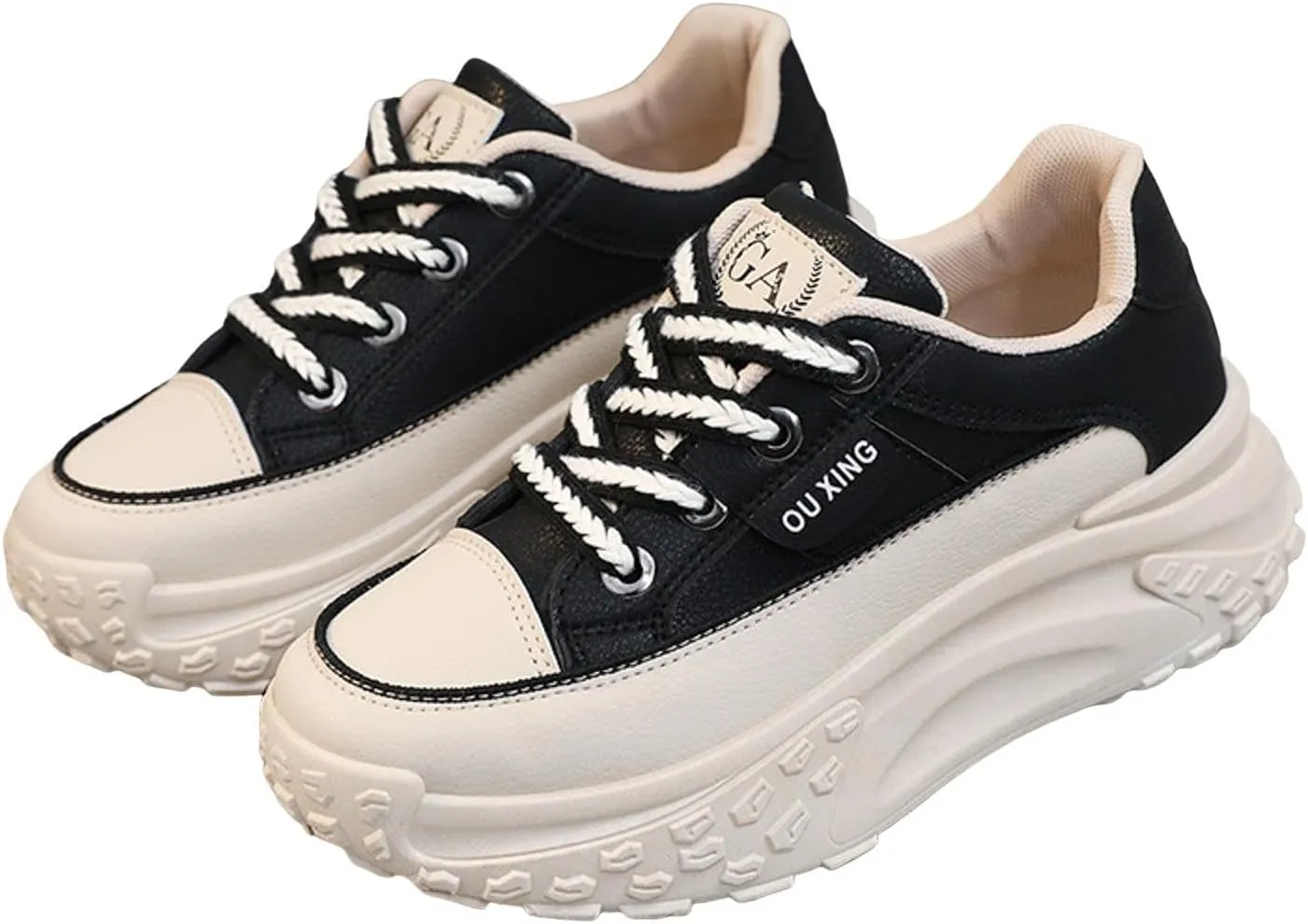 Low-Top Slip Ons Sneakers Canvas Women Platform,Casual Platform Sneakers Women, Womens Arch Support Walking Sneakers,Fashion Chunky Sneakers for Women,Trendy Lace Up Wide Width Tennis Shoes