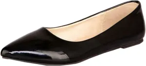 LUXMAX Women Patent Leather Pointed Toe Flats Slip On Casual Court Shoes