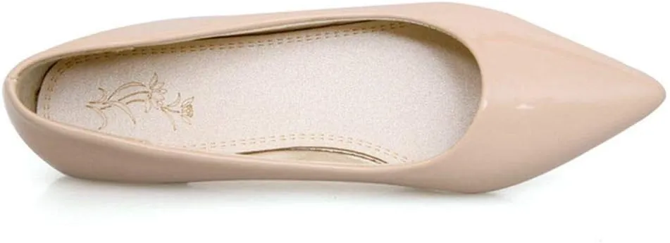 LUXMAX Women Patent Leather Pointed Toe Flats Slip On Casual Court Shoes