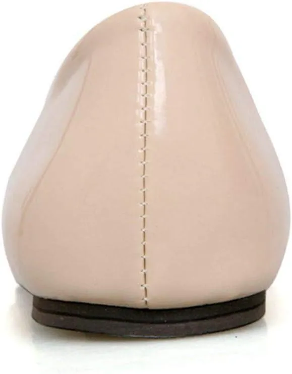 LUXMAX Women Patent Leather Pointed Toe Flats Slip On Casual Court Shoes