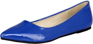 LUXMAX Women Patent Leather Pointed Toe Flats Slip On Casual Court Shoes