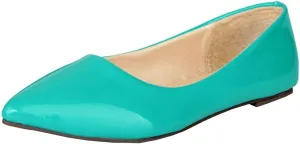 LUXMAX Women Patent Leather Pointed Toe Flats Slip On Casual Court Shoes