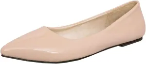 LUXMAX Women Patent Leather Pointed Toe Flats Slip On Casual Court Shoes