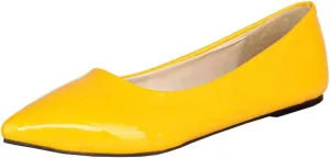 LUXMAX Women Patent Leather Pointed Toe Flats Slip On Casual Court Shoes