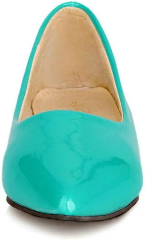 LUXMAX Women Patent Leather Pointed Toe Flats Slip On Casual Court Shoes