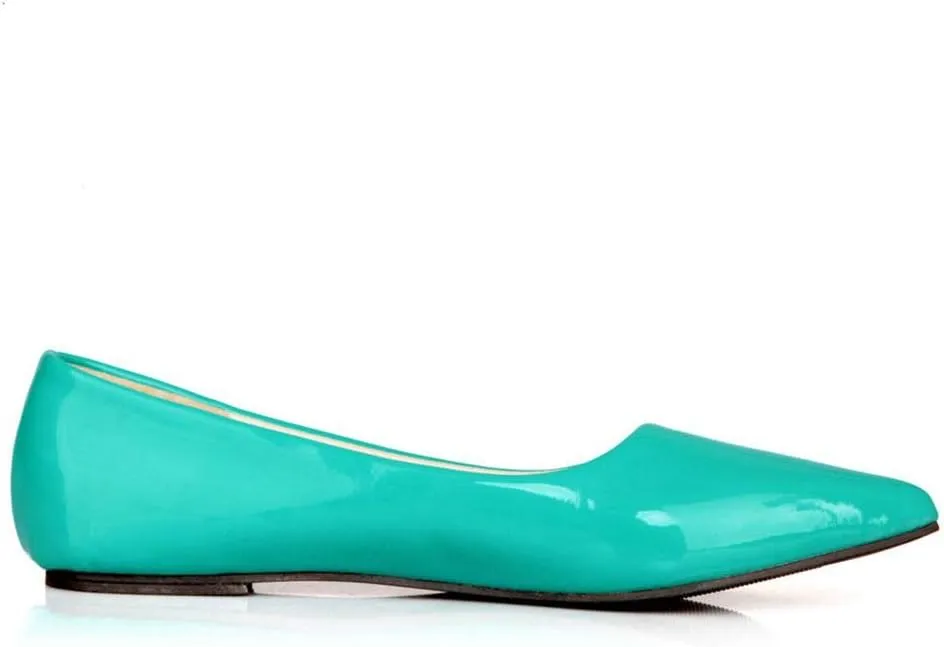 LUXMAX Women Patent Leather Pointed Toe Flats Slip On Casual Court Shoes