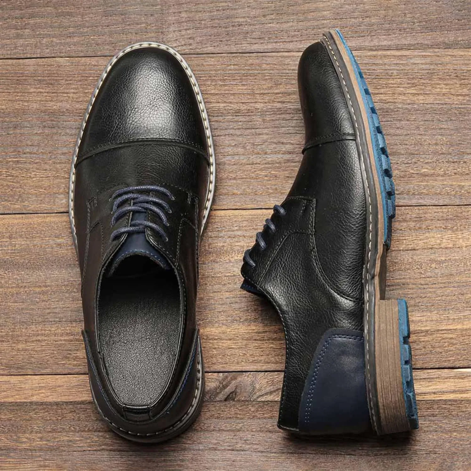 Men Leather Wingtip Oxfords Orthopedic Dress Shoes Casual Classic Comfortable Non Slip Business Office Loafers Derby Shoes