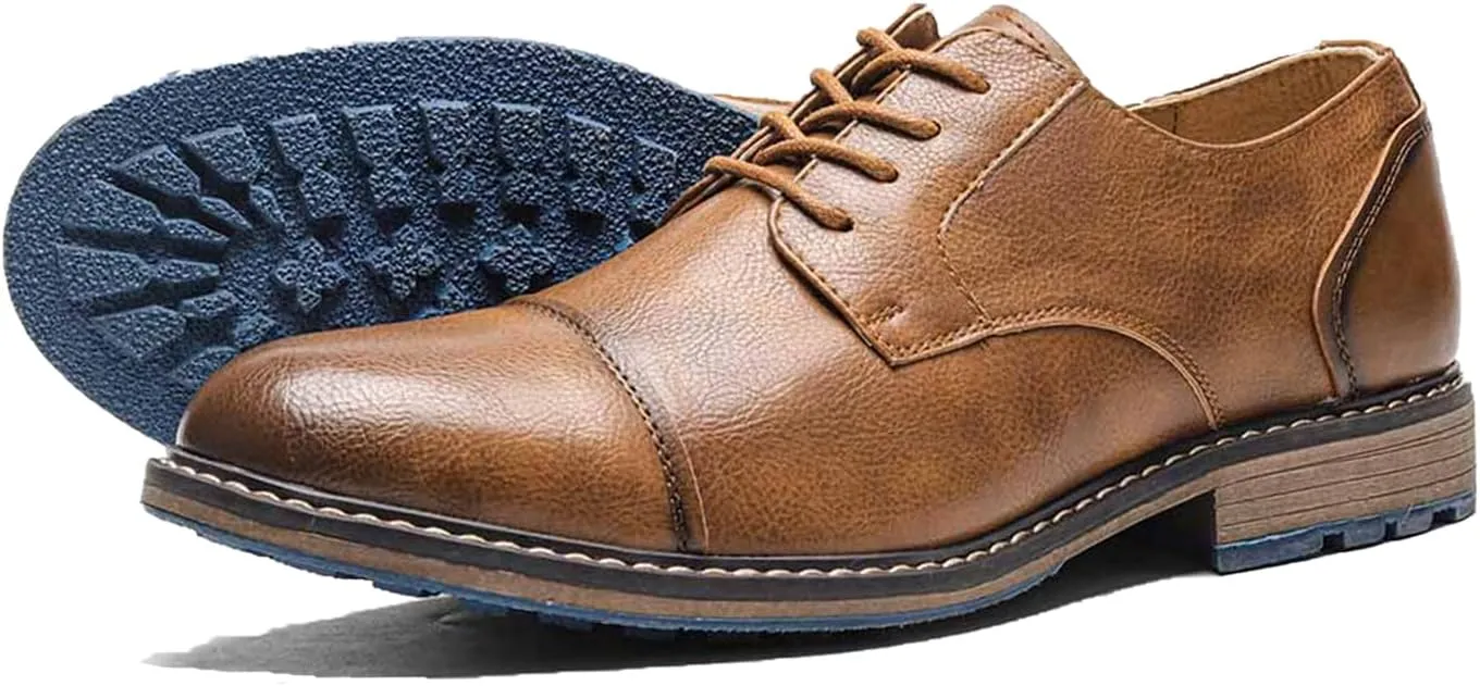 Men Leather Wingtip Oxfords Orthopedic Dress Shoes Casual Classic Comfortable Non Slip Business Office Loafers Derby Shoes