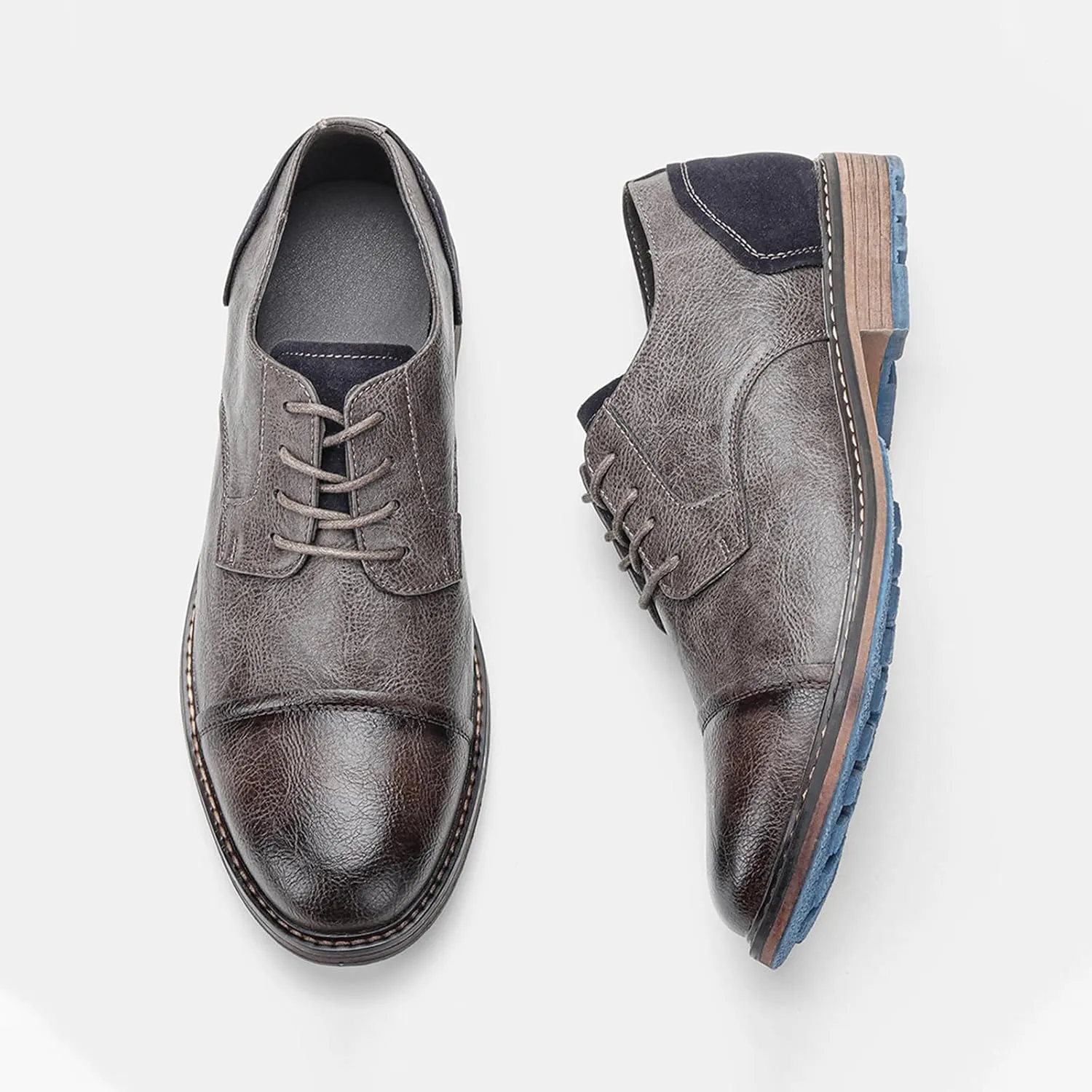 Men Leather Wingtip Oxfords Orthopedic Dress Shoes Casual Classic Comfortable Non Slip Business Office Loafers Derby Shoes