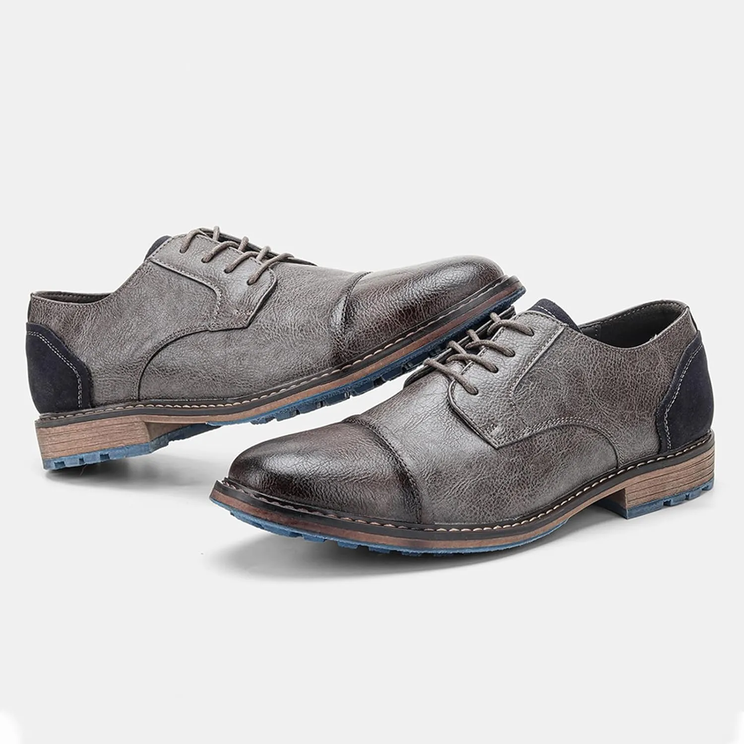 Men Leather Wingtip Oxfords Orthopedic Dress Shoes Casual Classic Comfortable Non Slip Business Office Loafers Derby Shoes