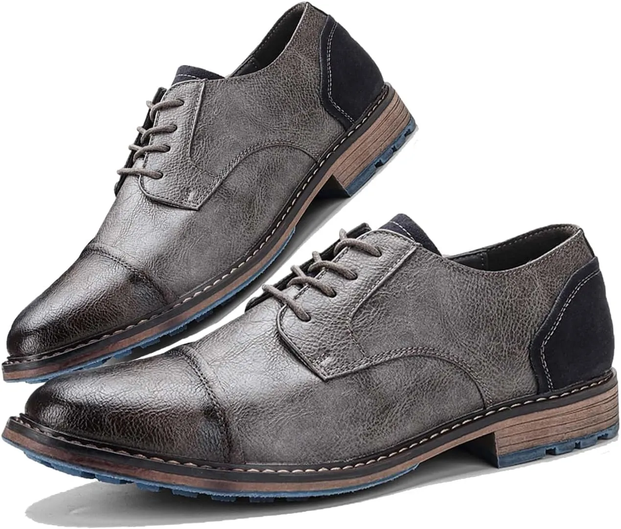 Men Leather Wingtip Oxfords Orthopedic Dress Shoes Casual Classic Comfortable Non Slip Business Office Loafers Derby Shoes