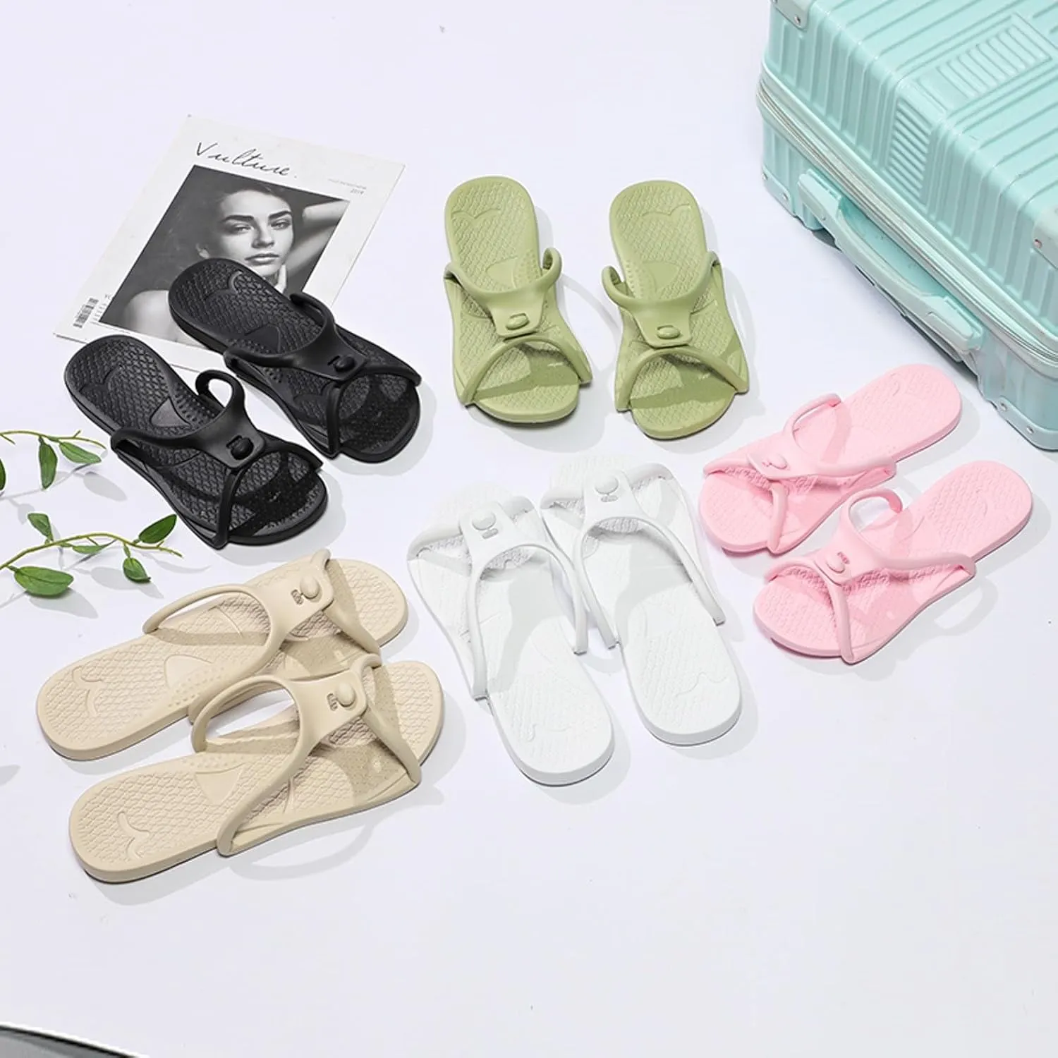 Men Shoes Couple Travel Portable Bathroom Slippers Comfortable Soft Sole Foldable Slippers Mens Fuzzy Open Toe