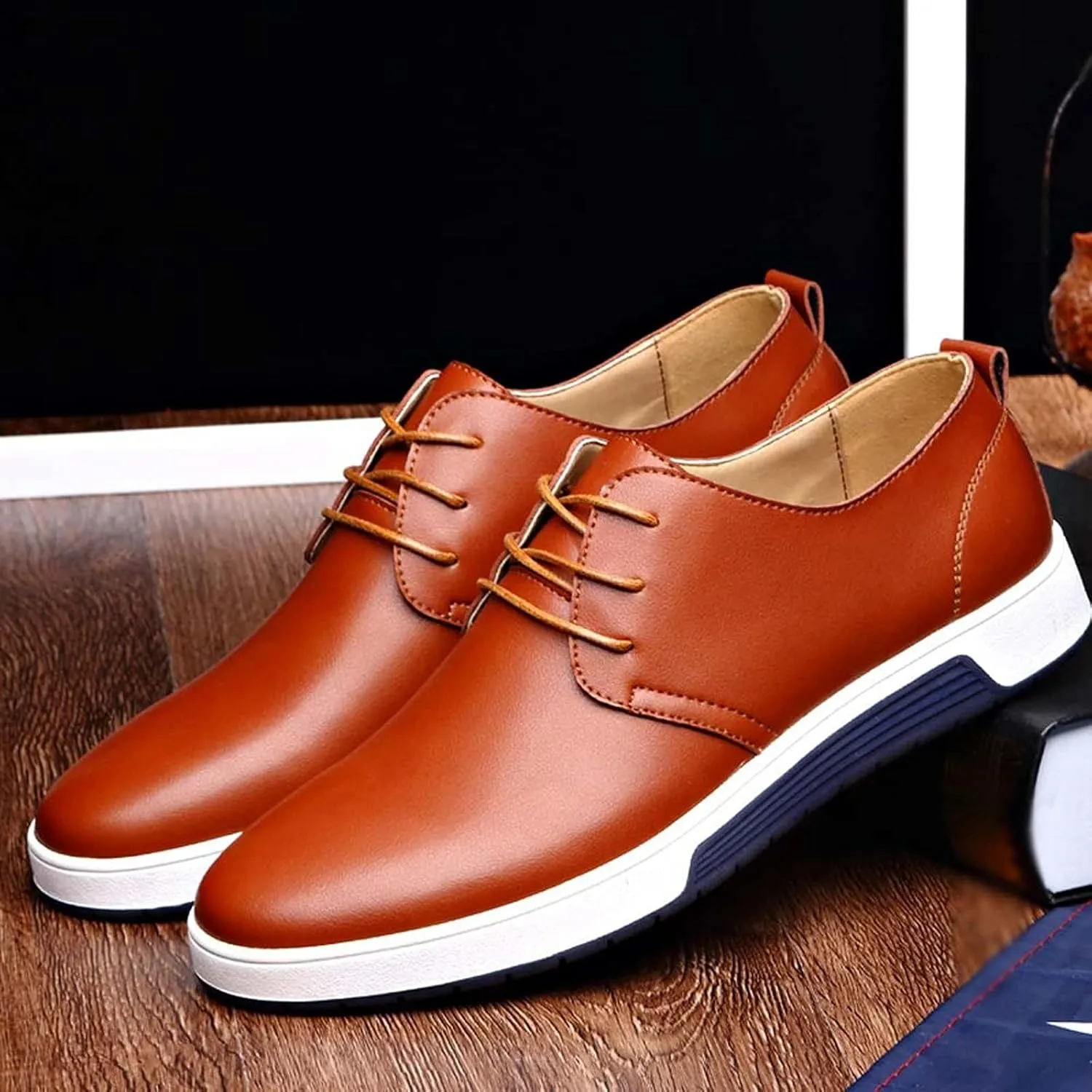 Men's Business Oxfords Sneakers Formal Breathable Leather Shoes Minimalist Sneakers Disguised as Dress Shoes
